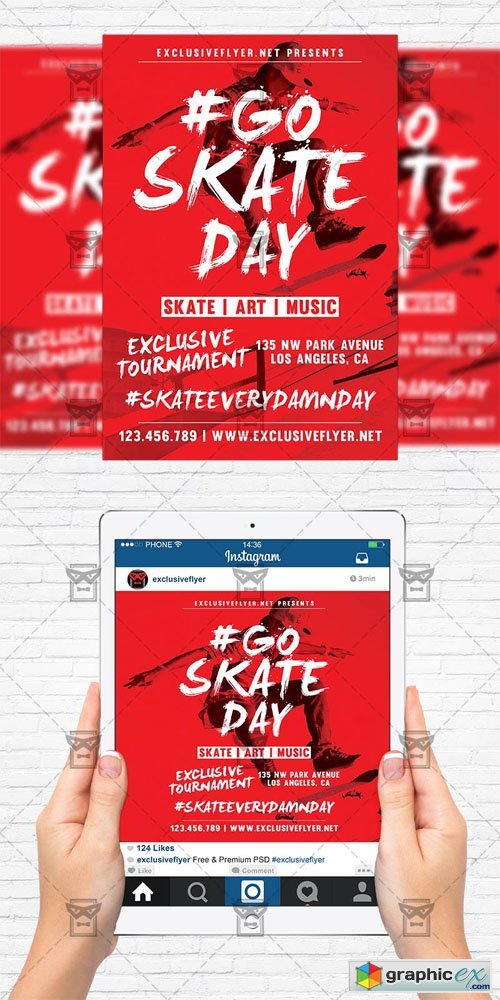 Go Skate - Flyer Template + Instagram Size Flyer