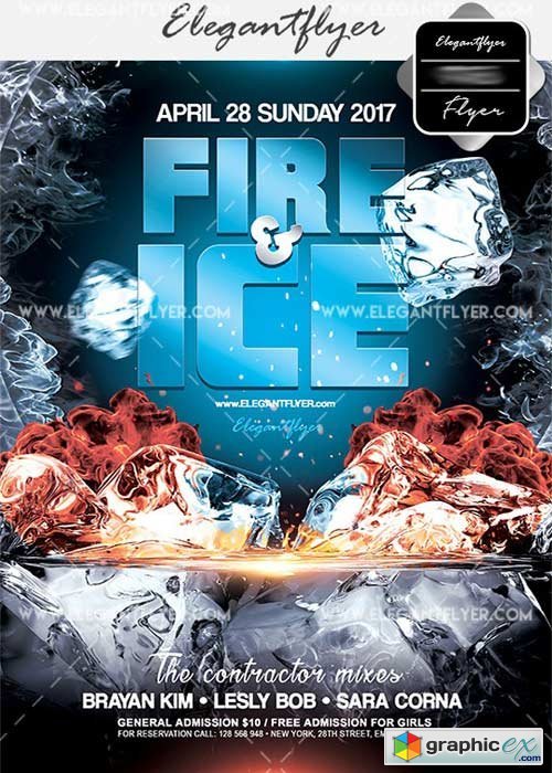 Fire and Ice V3 Flyer PSD Template + Facebook Cover