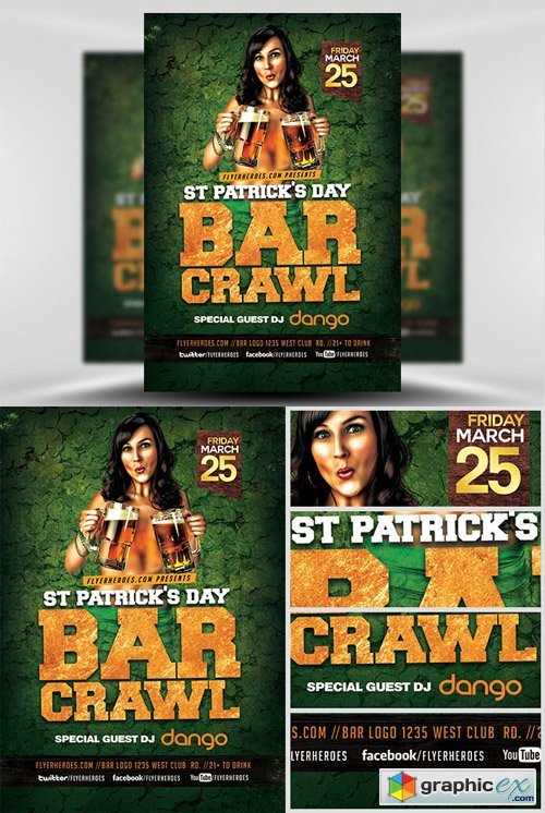 St. Patrickss Day Bar Crawl Flyer Template