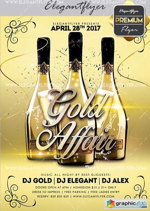 Gold Affair V5 Flyer PSD Template + Facebook Cover