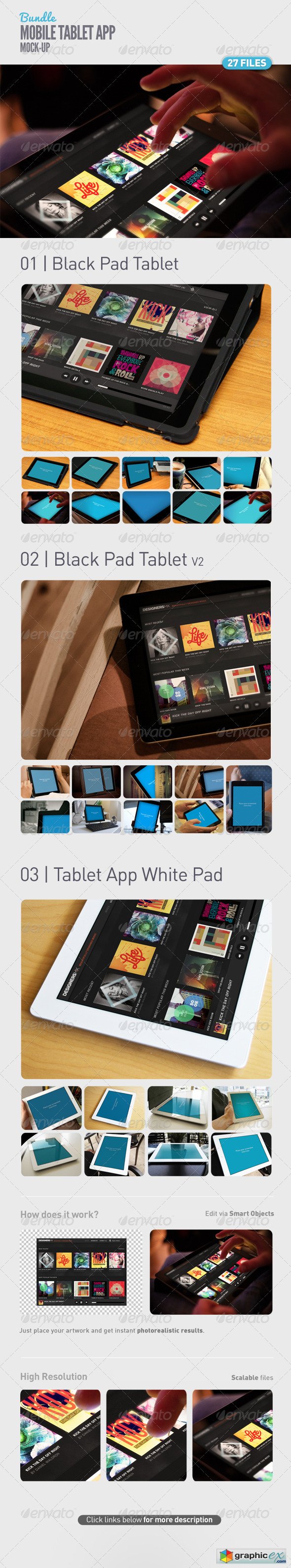 Pad Tablet App UI Mock-Up Bundle