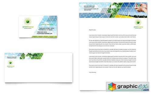 Green Energy Consultant Business Card & Letterhead Template