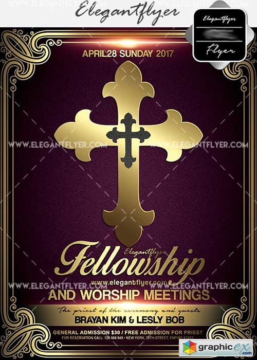 Fellowship and Worship Meetings V1 Flyer PSD Template + Facebook Cover