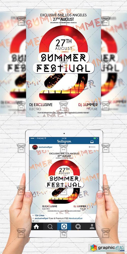 Summer Festival - Flyer Template + Instagram Size Flyer