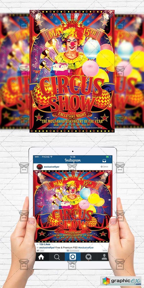 Circus Show - Flyer Template + Instagram Size Flyer