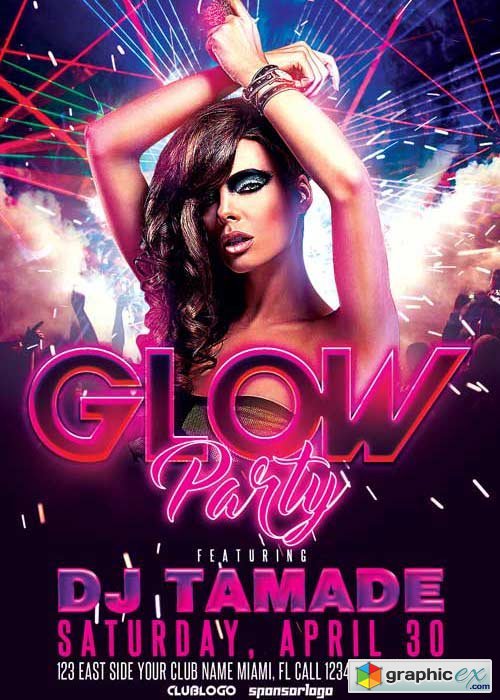 Glow Party Club V10 Flyer Template