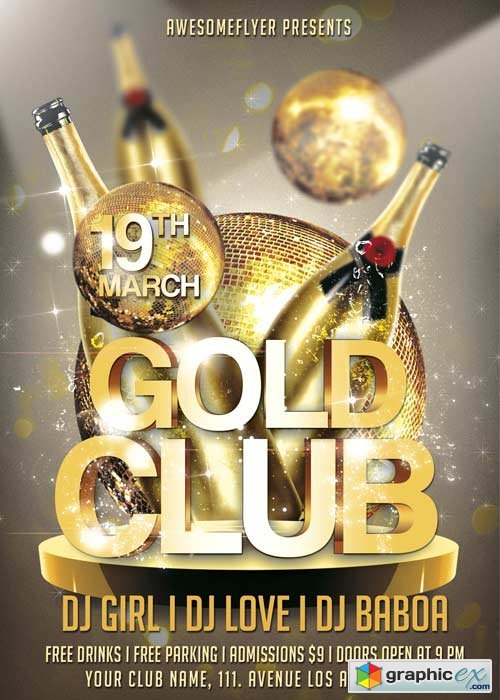 Gold Club Party V11 Flyer Template