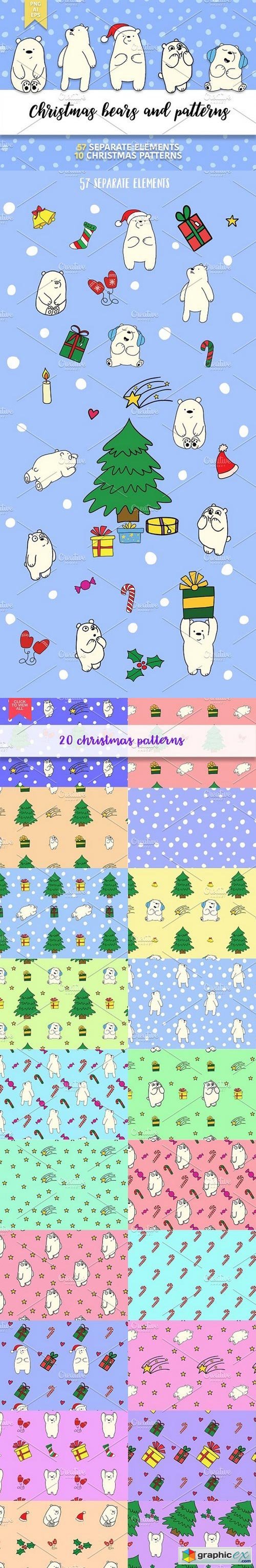 Christmas bears and patterns