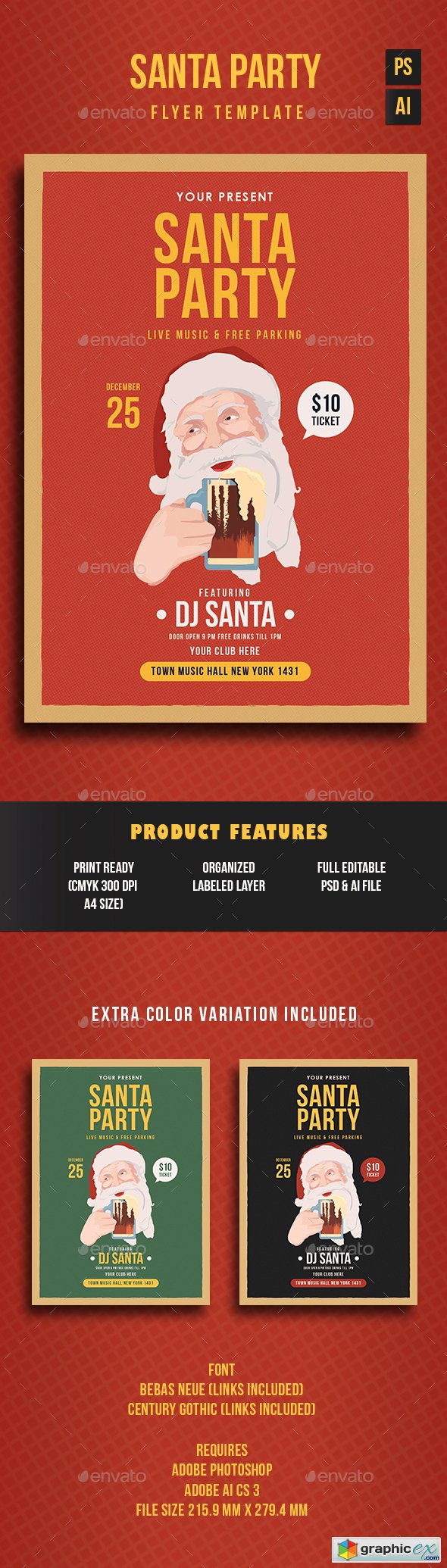 Santa Party Flyer Template