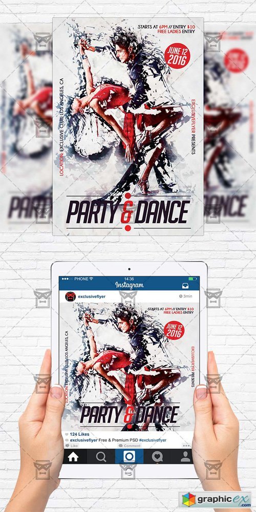 Party and Dance - Flyer Template + Instagram Size Flyer