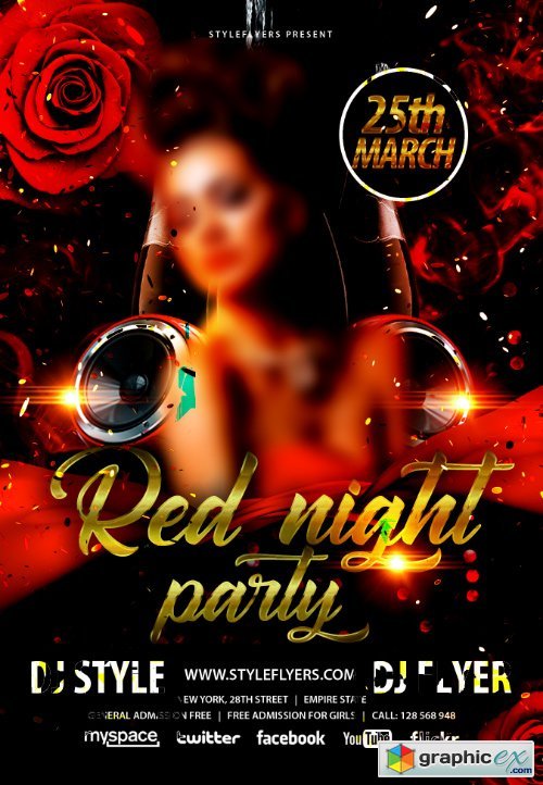 Red Night Party PSD Flyer Template