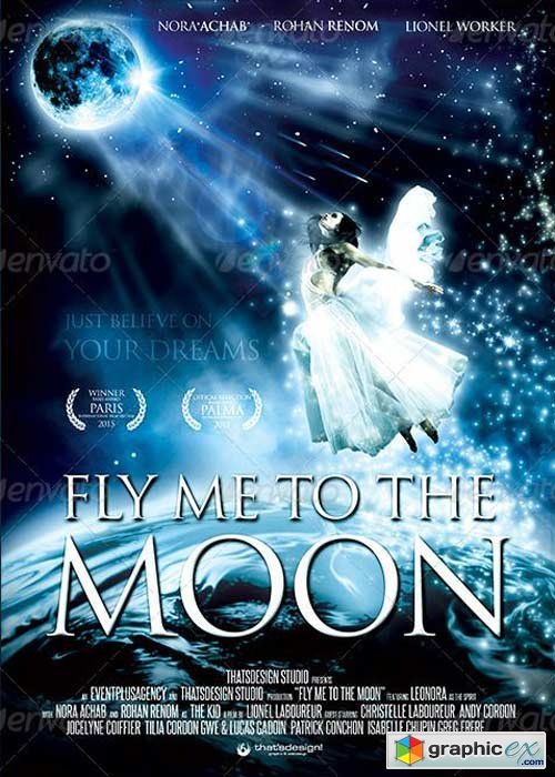 Fly me to the moon V1 Movie Poster Template