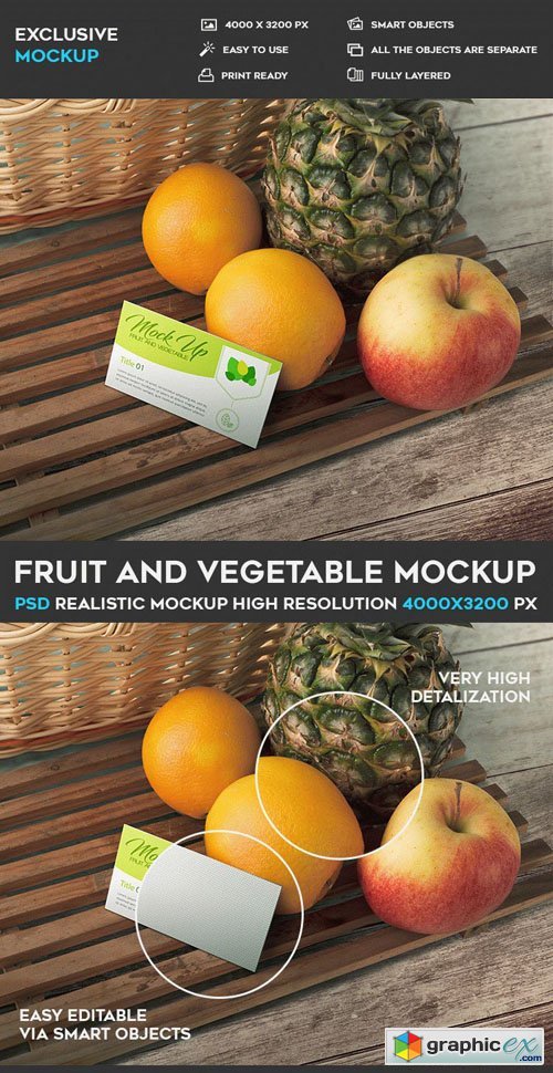 Fruit and Vegetable PSD Mockup