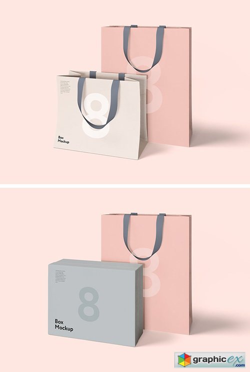 Shopping Bag & Luxury Box Mockup