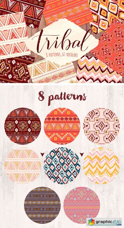 Vector &quot;Tribal&quot; Seamless Pattern Set