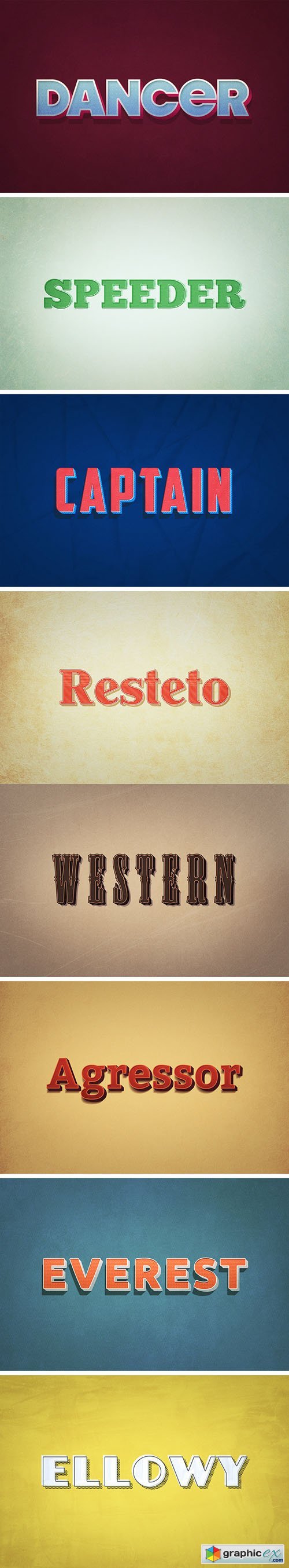 8 Retro Style Text Effects PSD