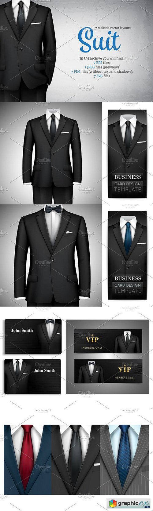 Realistic Male Suit Set