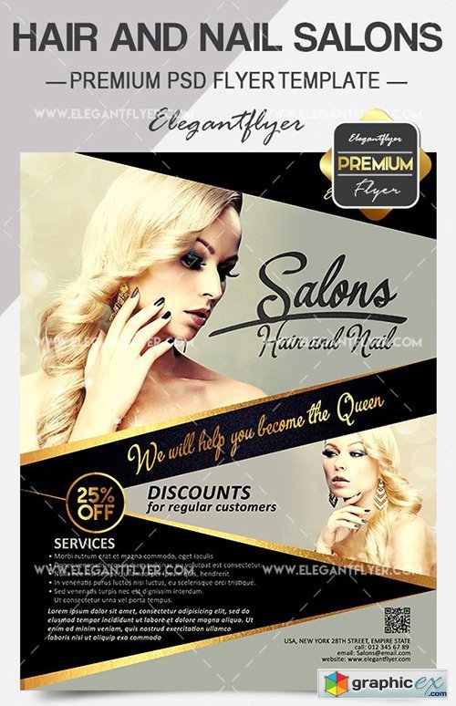 Hair and Nail Salons  Flyer PSD Template + Facebook Cover