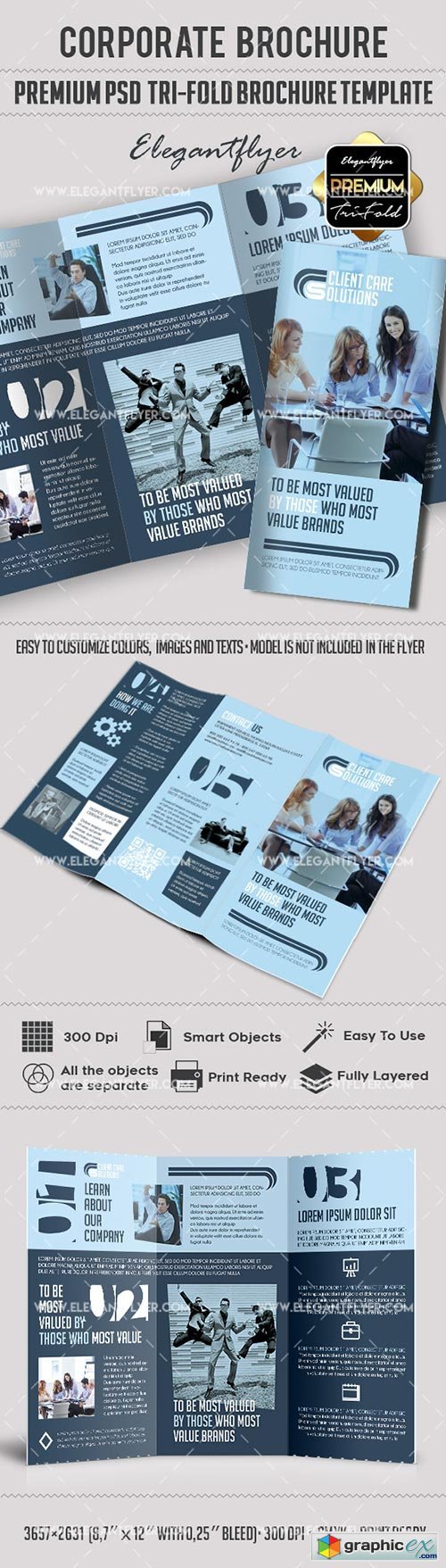 Corporate  Premium PSD Tri-Fold PSD Brochure Template