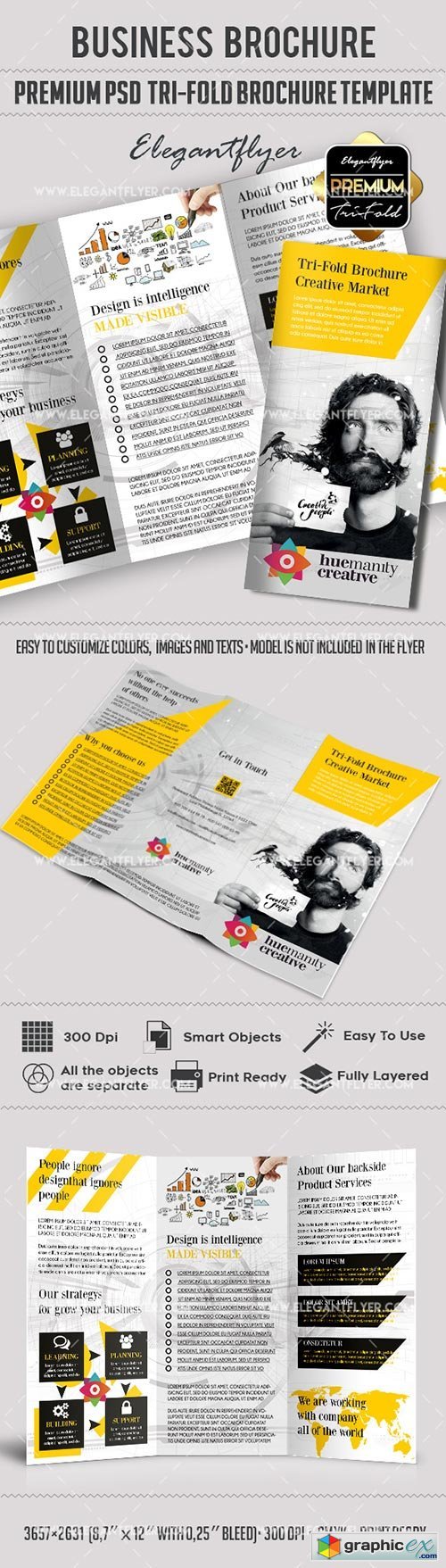 Business  Premium Tri-Fold PSD Brochure Template