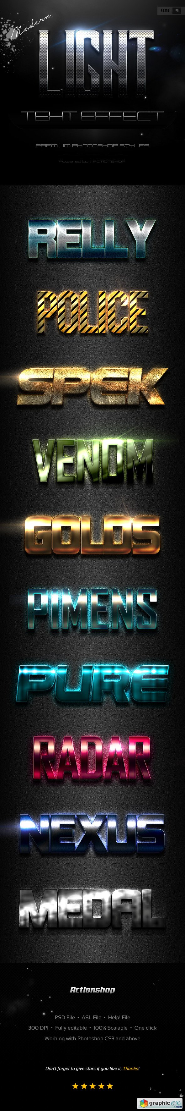 Graphicriver 10 Modern Light Text Effects Vol.5