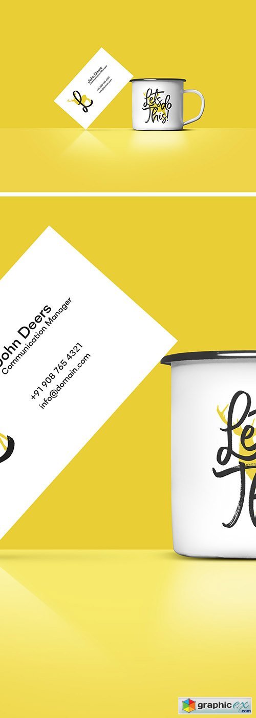 PSD Mock-Up - Business Card And Coffee Cup