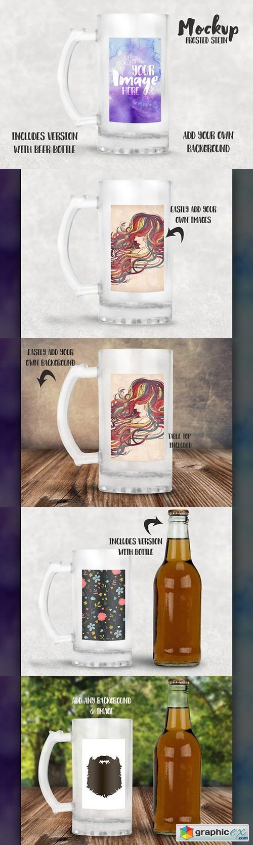 Frosted glass stein mockup