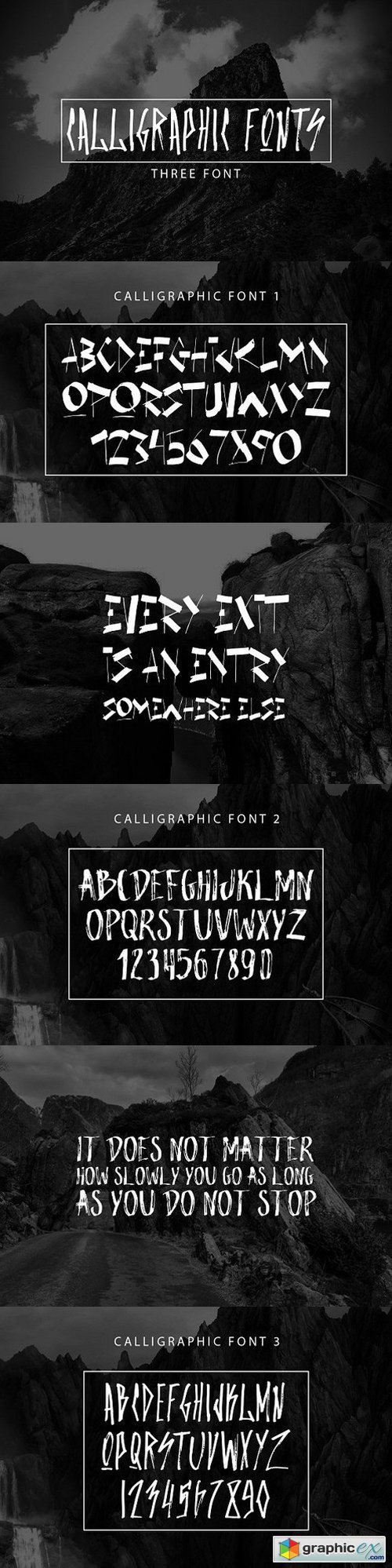 Set of three calligraphic fonts
