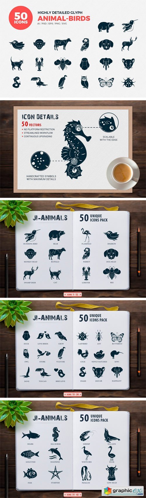 JI-Glyph Animals Icons Set