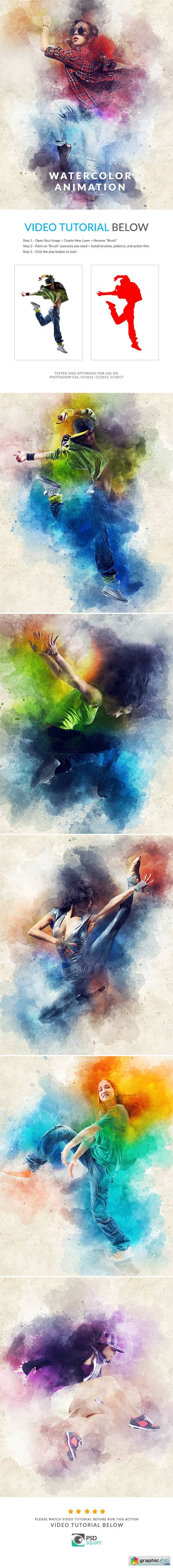 Graphicriver Watercolor Animation Photoshop Action