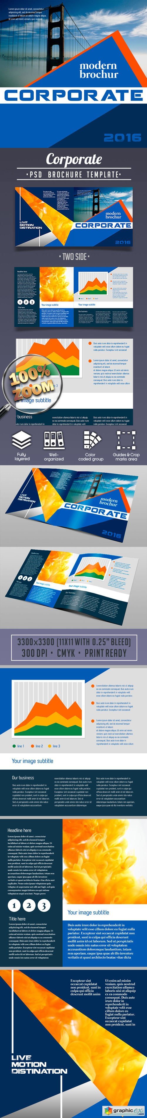 Colored Corporate Bi-fold Brochure PSD Templates