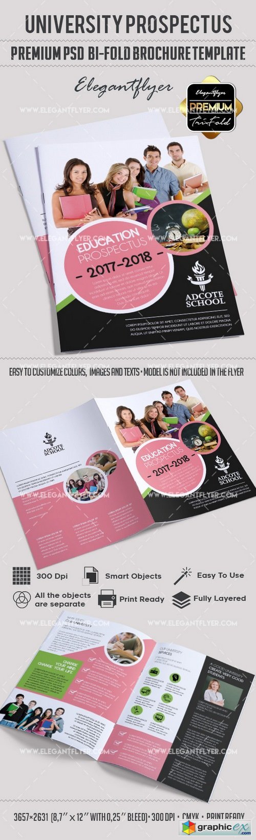Education  Premium Bi-Fold PSD Brochure Template