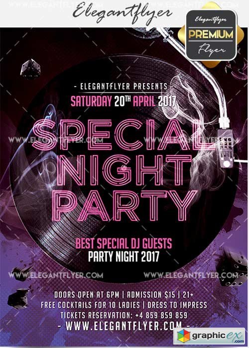 Special Night Party V18 Flyer PSD Template + Facebook Cover