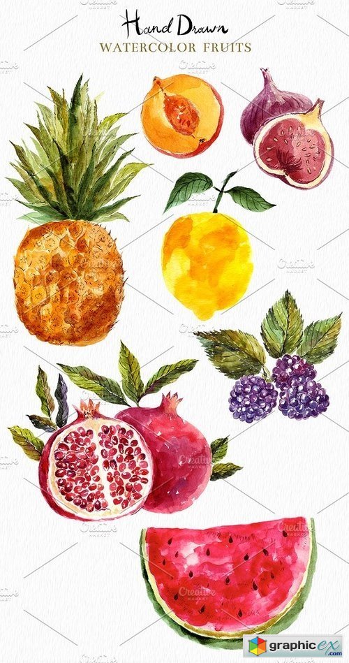 Watercolor vegetables & fruits