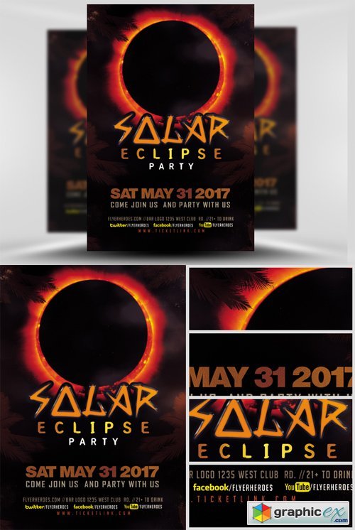 Solar Eclipse Party Flyer Template