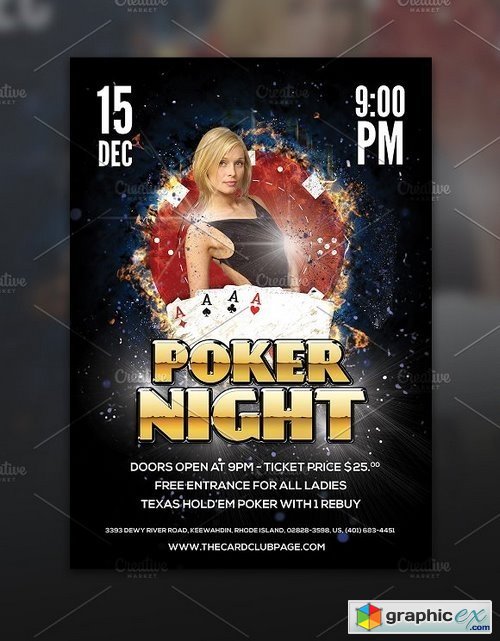 Poker Night Poster Print Template