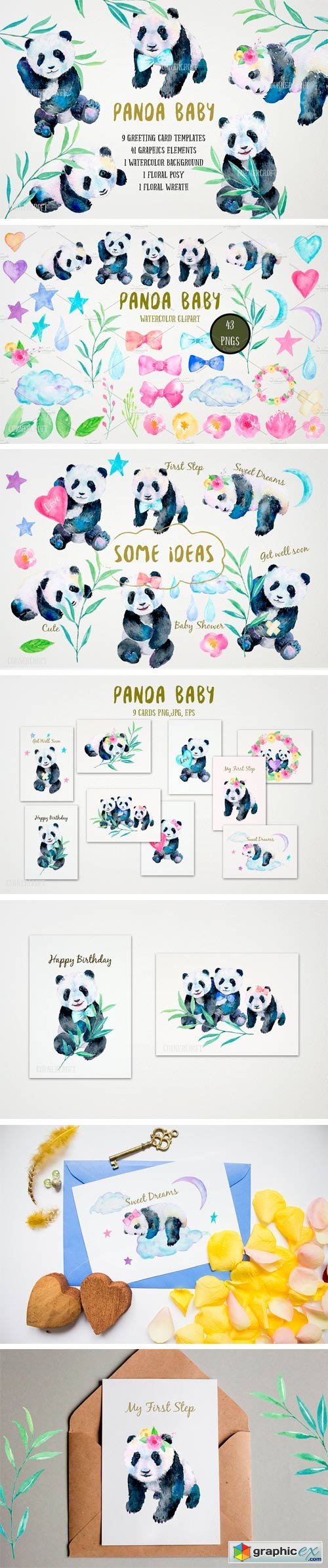 Watercolor Panda Baby