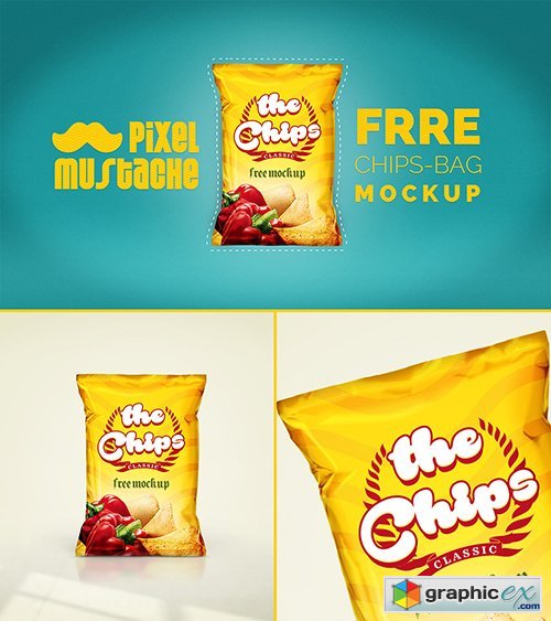 Realistic Chips Bag PSD Mockup