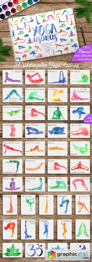 Watercolor Yoga Asanas