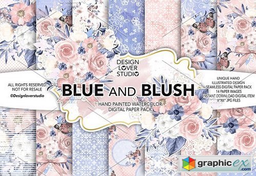 Watercolor BLUE and BLUSH DP pack