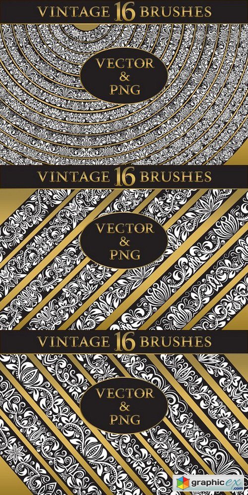 16 vintage floral brushes