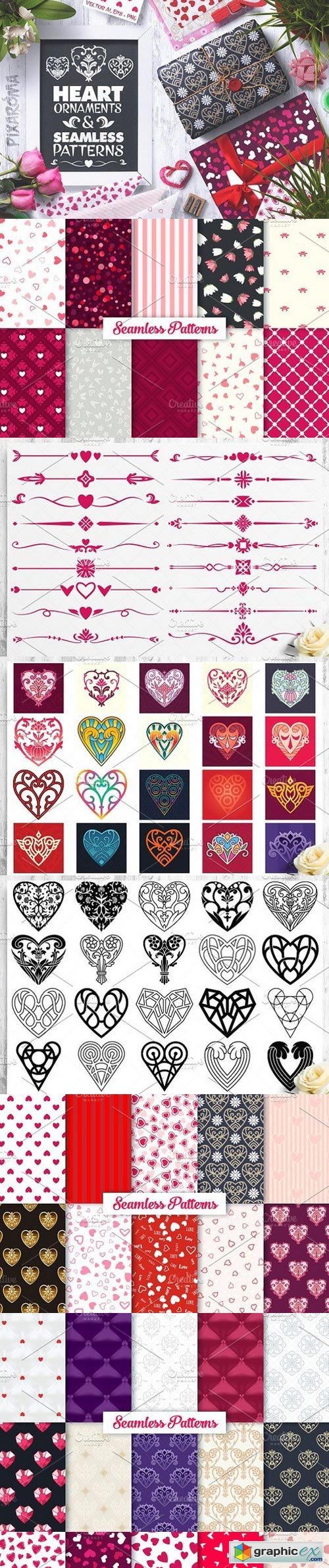 Heart Vector Ornaments and Patterns