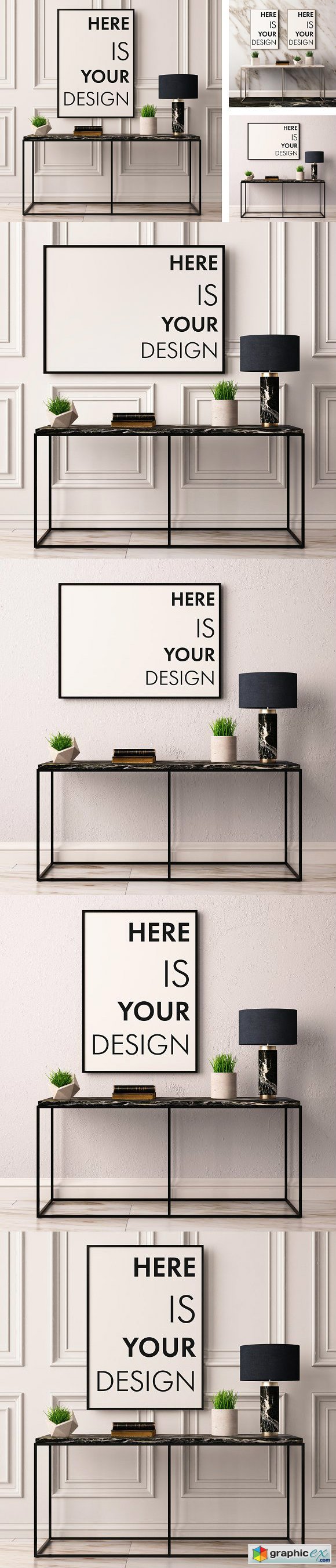 Mock up poster with a console table