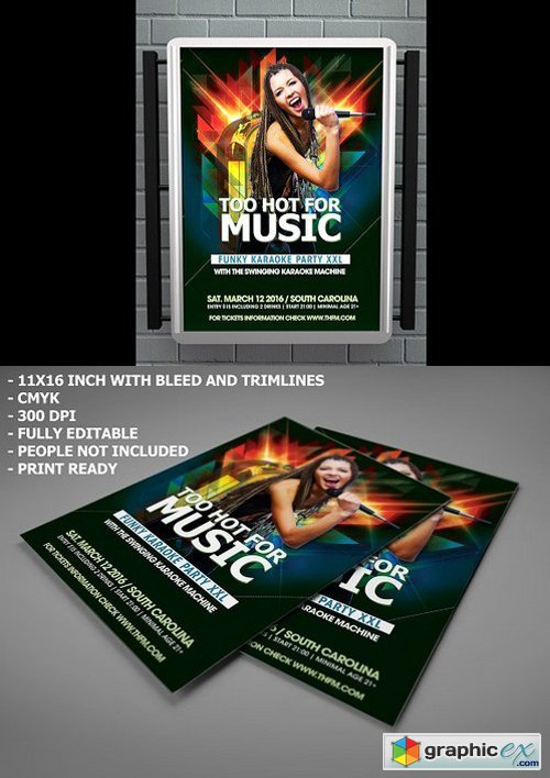 Too Hot For Music Party Flyer