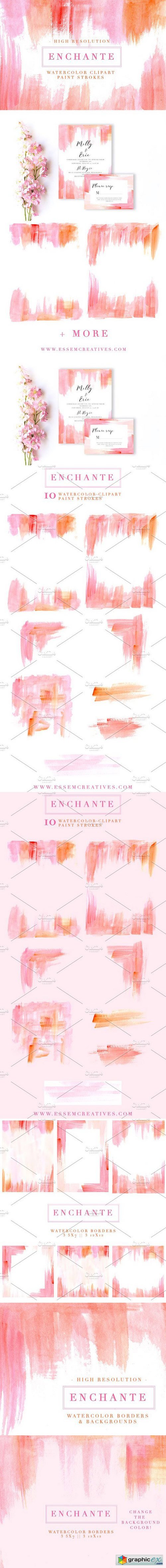 Pink Paint Strokes Clipart & Borders