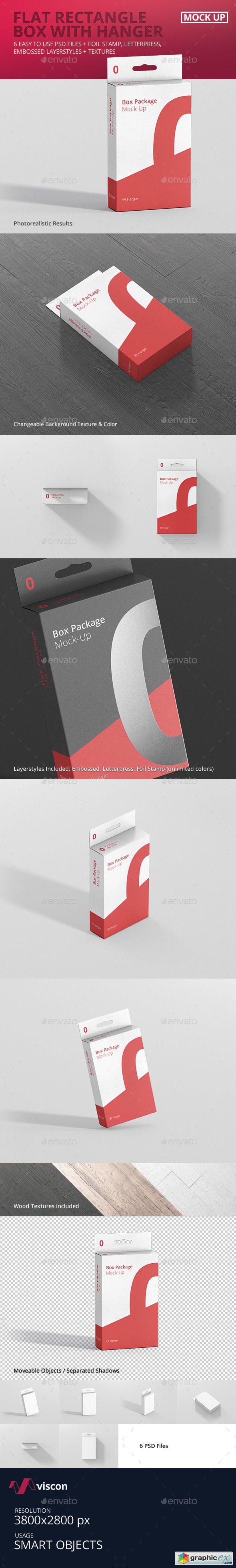 Package Box Mock-Up - Flat Rectangle with Hanger