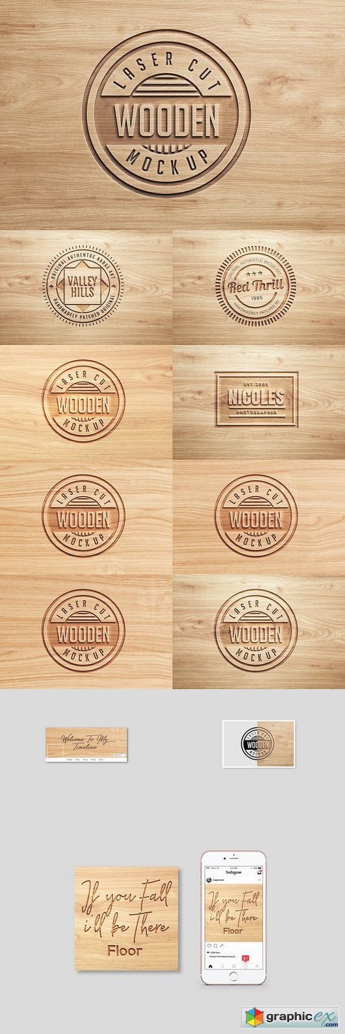 Logo Mock Ups Wood Set