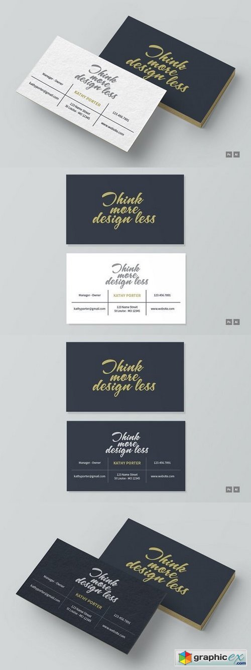 Think more design less business card