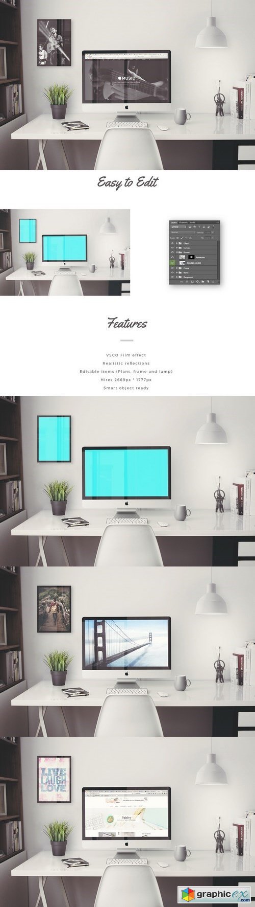 iMac 5k Retina 27-Inch Home Office Mockup