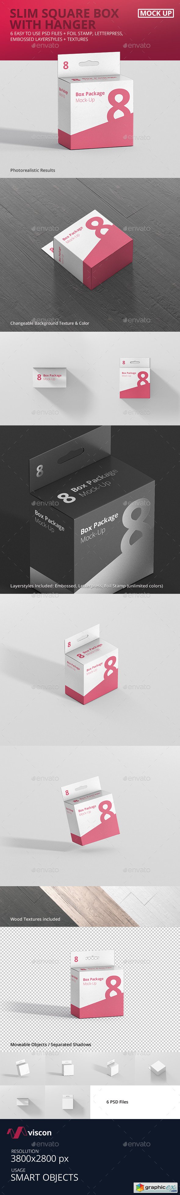 Package Box Mockup - Slim Square with Hanger